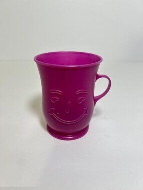 Vintage 1980's Kool-Aid Man Smile Purple 8 oz. Plastic Cup With Handle 80's